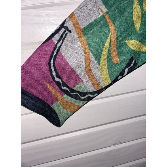 Et Lois Sz SMALL Abstract Print Soft Knit Pullover Tunic Top Pink Blue Green EUC - Picture 4 of 9